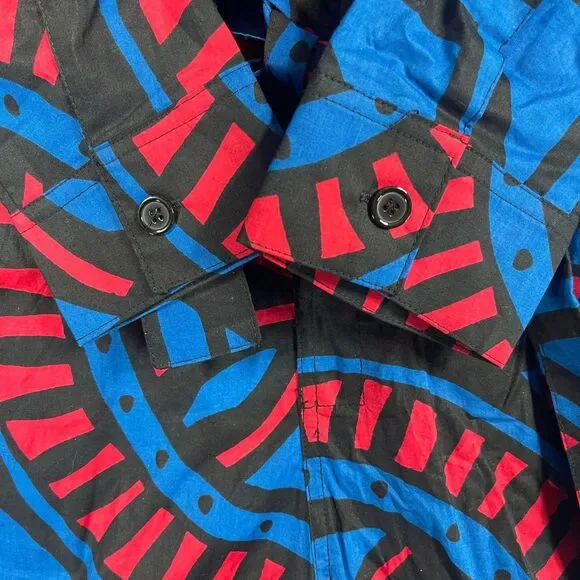 Vibrant Geometric Jumpsuit in Blue and Red - Picture 8 of 16